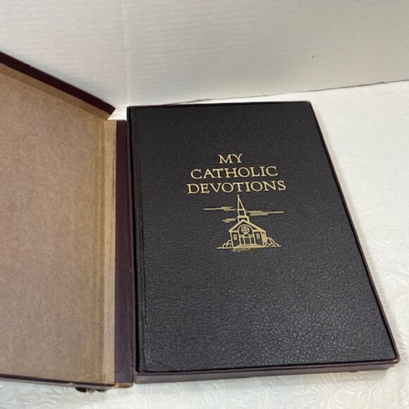 VTG 1955 "My Catholic Devotions" Catholic Manual of Prayers Leather Covers - Picture 3 of 16